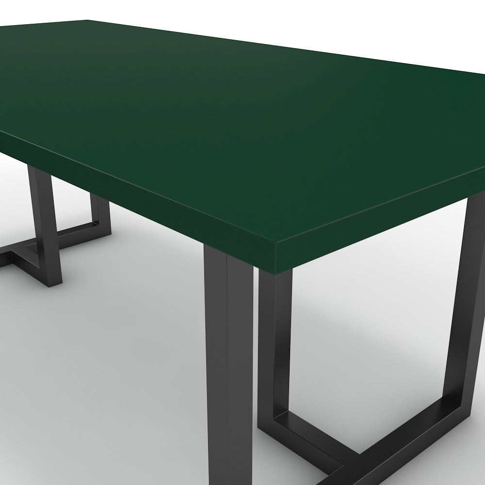 Étkezőasztal - Asara fekete lábbal - Forest zöld, méret: 200x100