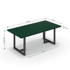 Étkezőasztal - Asara fekete lábbal - Forest zöld, méret: 200x100