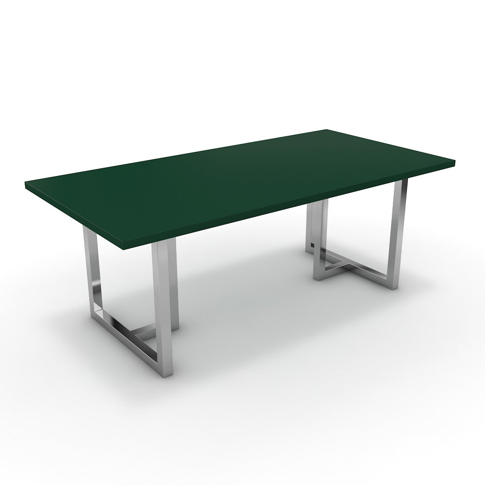 Étkezőasztal - Asara króm lábbal - Forest zöld, méret: 200x100