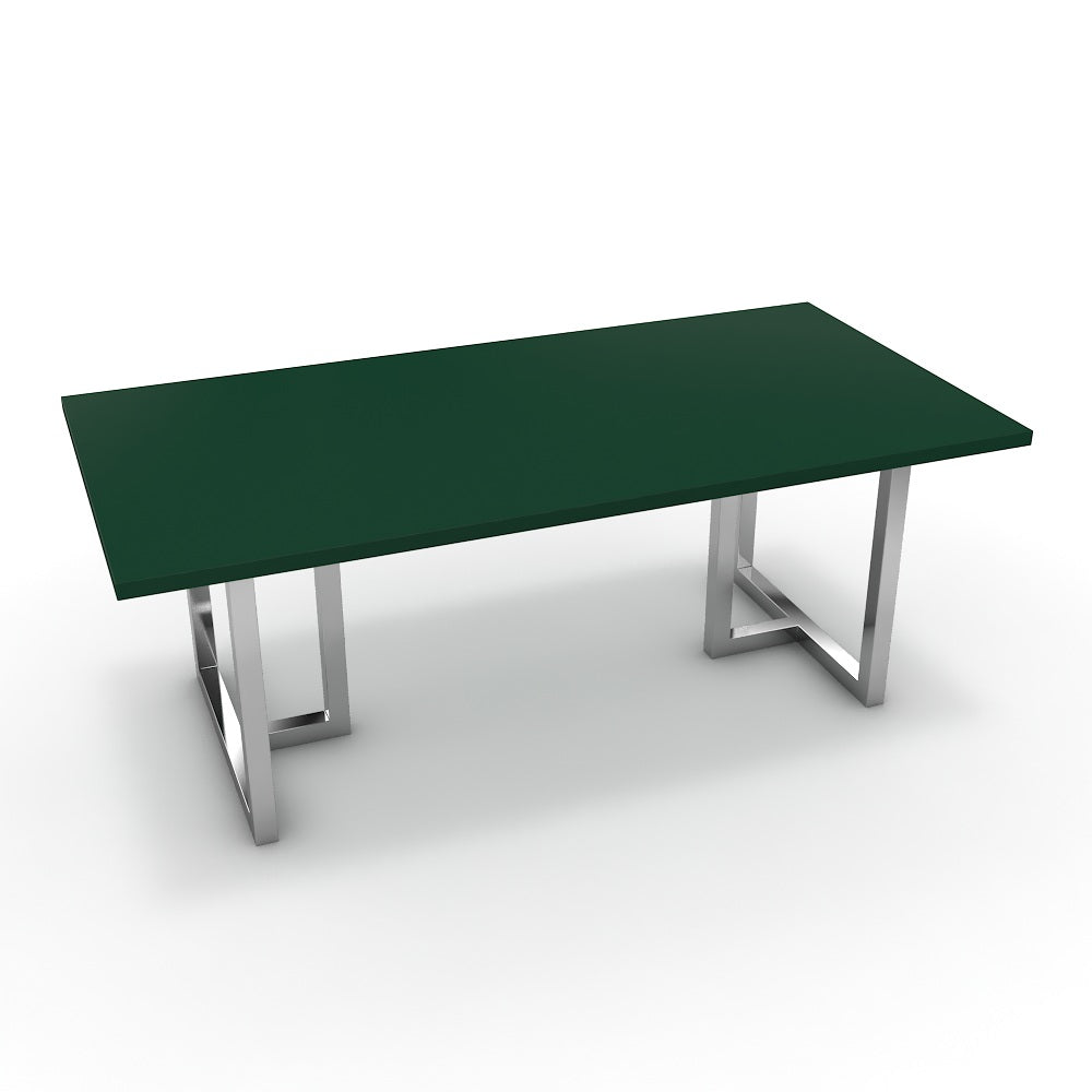 Étkezőasztal - Asara króm lábbal - Forest zöld, méret: 200x100