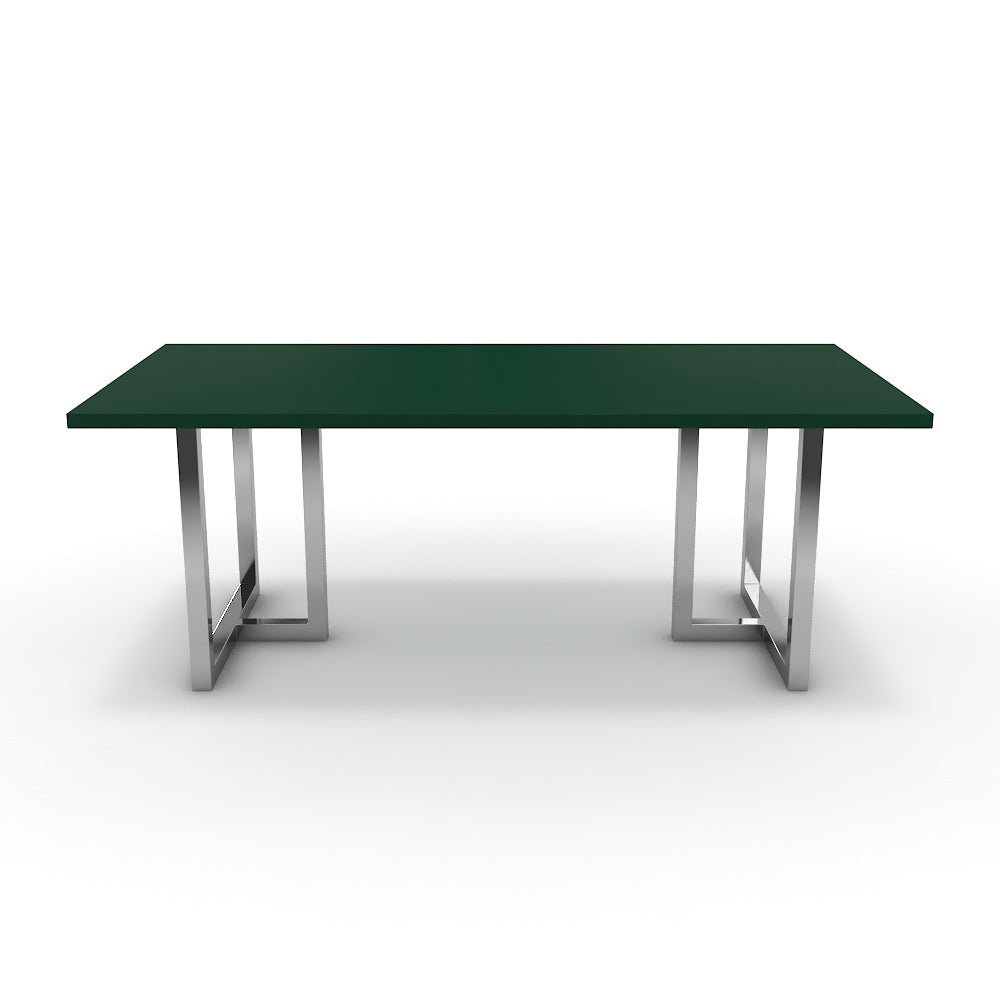 Étkezőasztal - Asara króm lábbal - Forest zöld, méret: 200x100