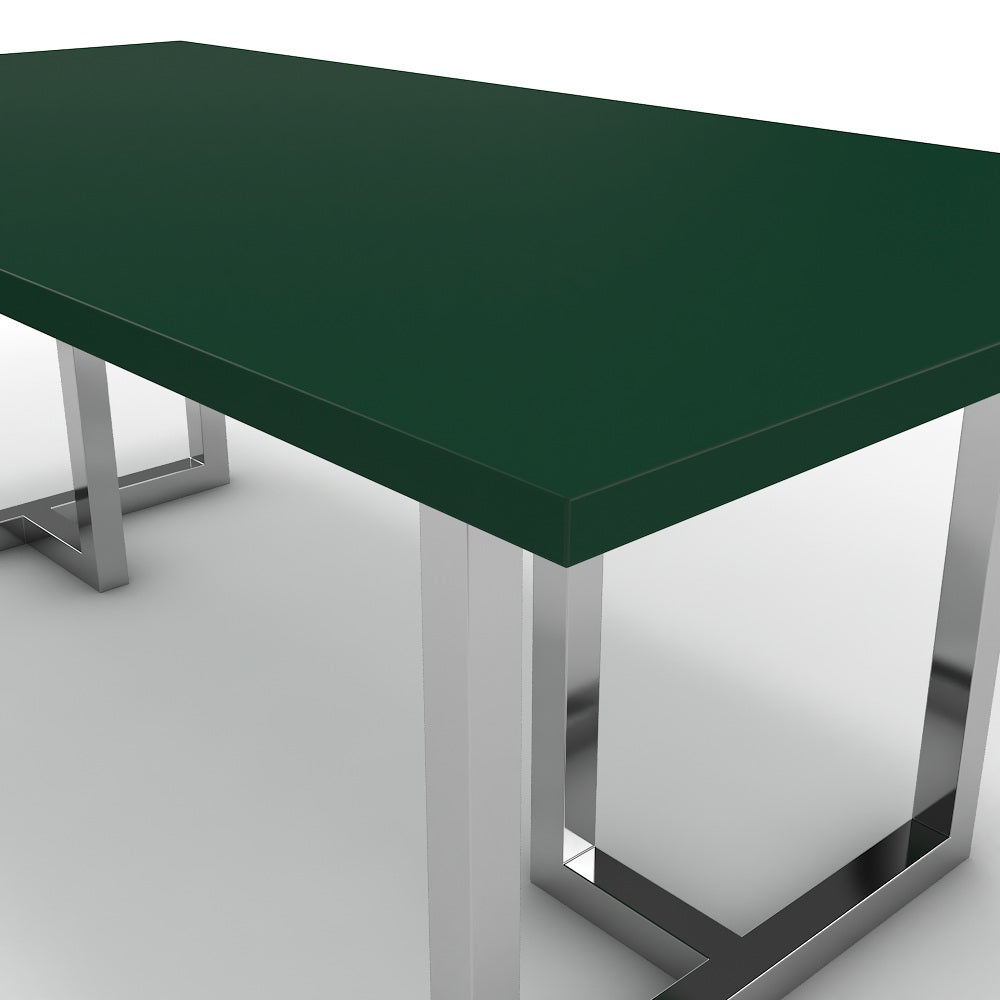 Étkezőasztal - Asara króm lábbal - Forest zöld, méret: 200x100