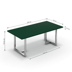Étkezőasztal - Asara króm lábbal - Forest zöld, méret: 200x100