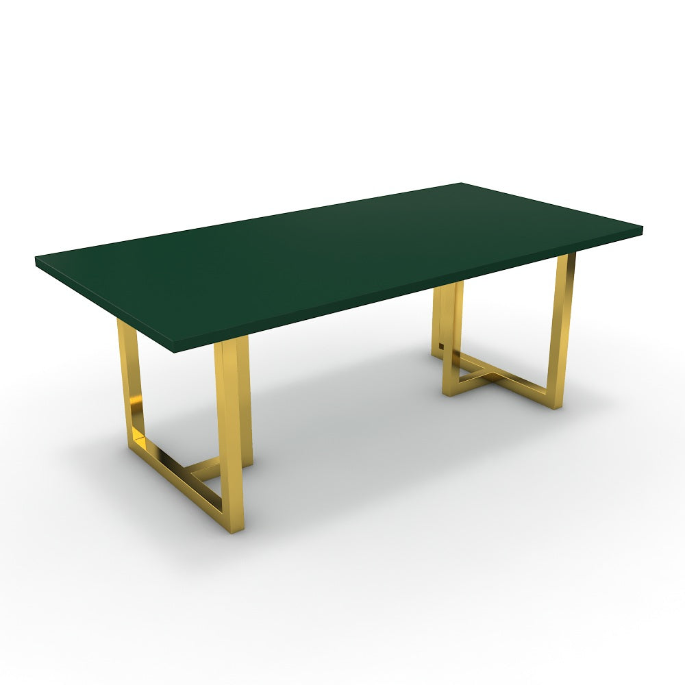 Étkezőasztal - Asara arany lábbal - Forest zöld, méret: 200x100