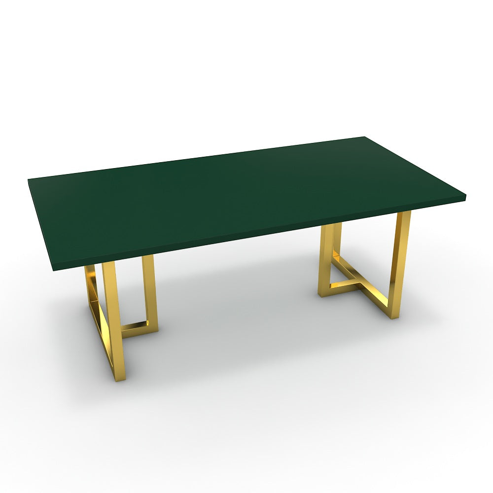 Étkezőasztal - Asara arany lábbal - Forest zöld, méret: 200x100