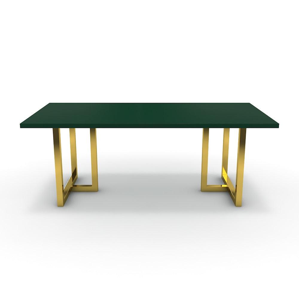 Étkezőasztal - Asara arany lábbal - Forest zöld, méret: 200x100