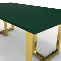 Étkezőasztal - Asara arany lábbal - Forest zöld, méret: 200x100