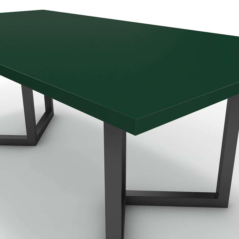 Étkezőasztal - Indra fekete lábbal - Forest zöld, méret: 200x100
