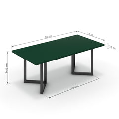 Étkezőasztal - Indra fekete lábbal - Forest zöld, méret: 200x100