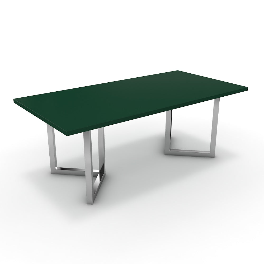 Étkezőasztal - Indra króm lábbal - Forest zöld, méret: 200x100