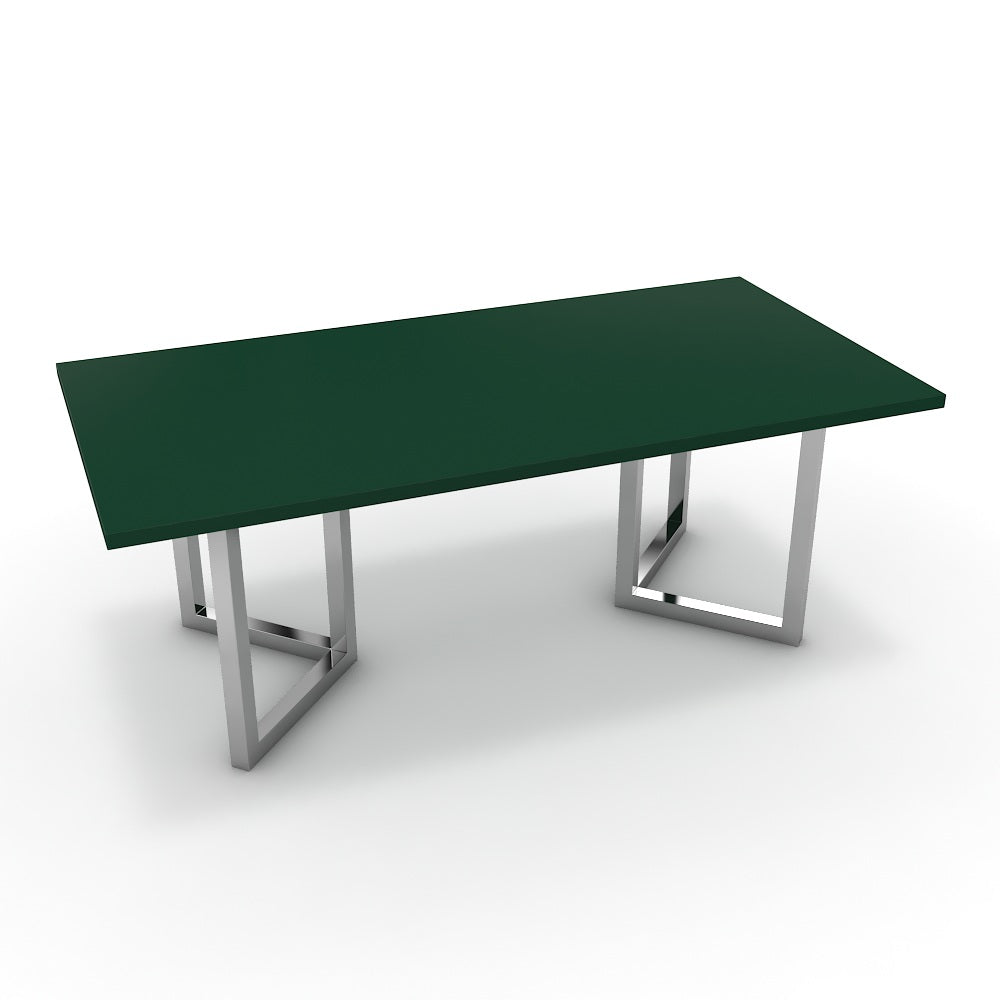 Étkezőasztal - Indra króm lábbal - Forest zöld, méret: 200x100