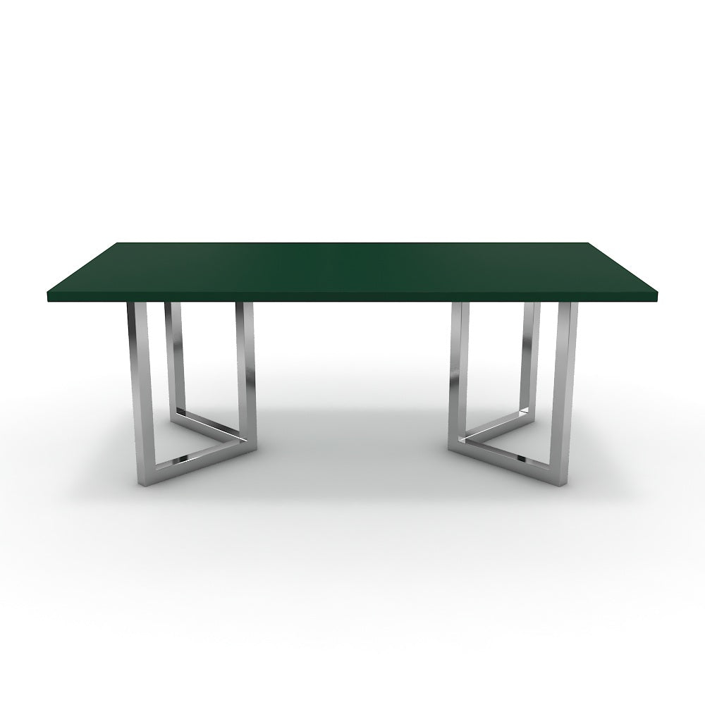 Étkezőasztal - Indra króm lábbal - Forest zöld, méret: 200x100