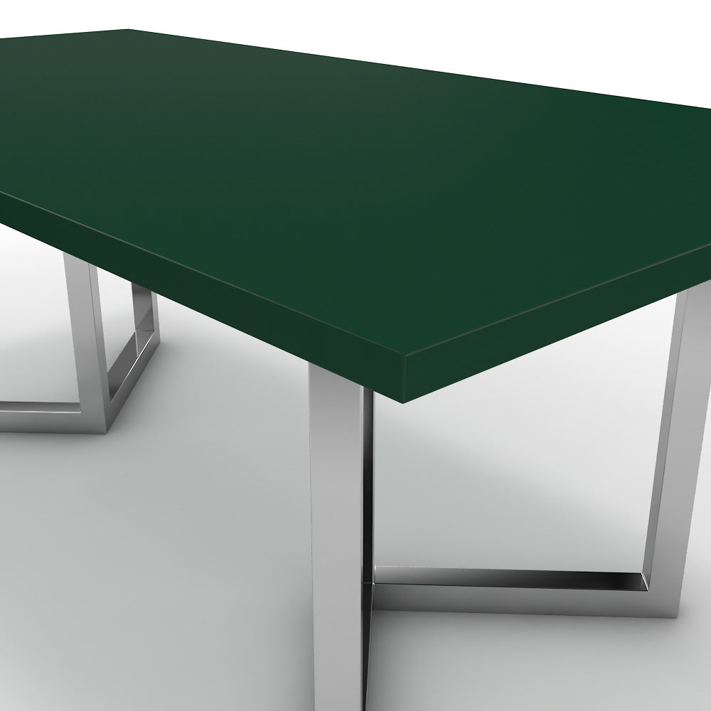 Étkezőasztal - Indra króm lábbal - Forest zöld, méret: 200x100