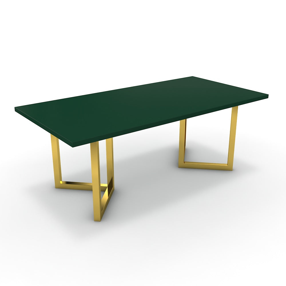 Étkezőasztal - Indra arany lábbal - Forest zöld, méret: 200x100