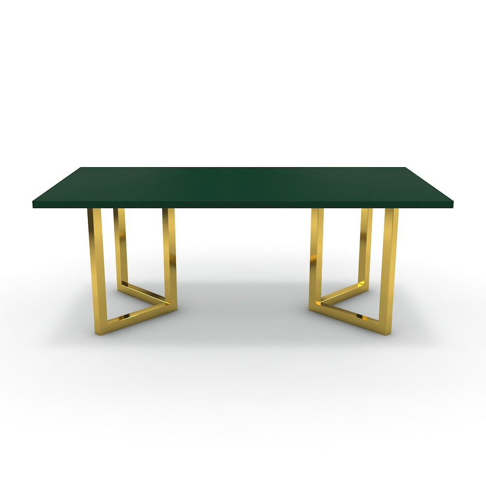 Étkezőasztal - Indra arany lábbal - Forest zöld, méret: 200x100