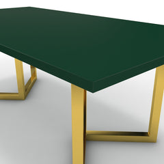 Étkezőasztal - Indra arany lábbal - Forest zöld, méret: 200x100