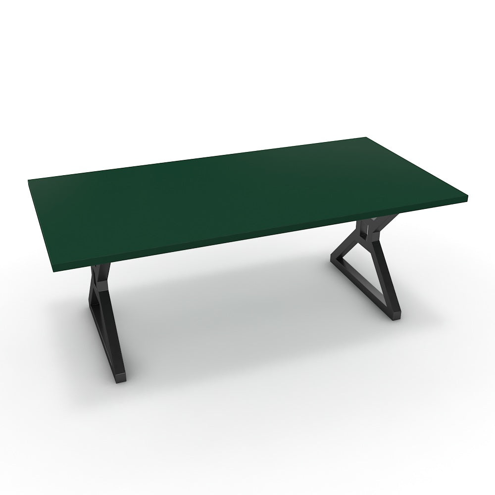 Étkezőasztal - Mandira fekete lábbal - Forest zöld, méret: 200x100