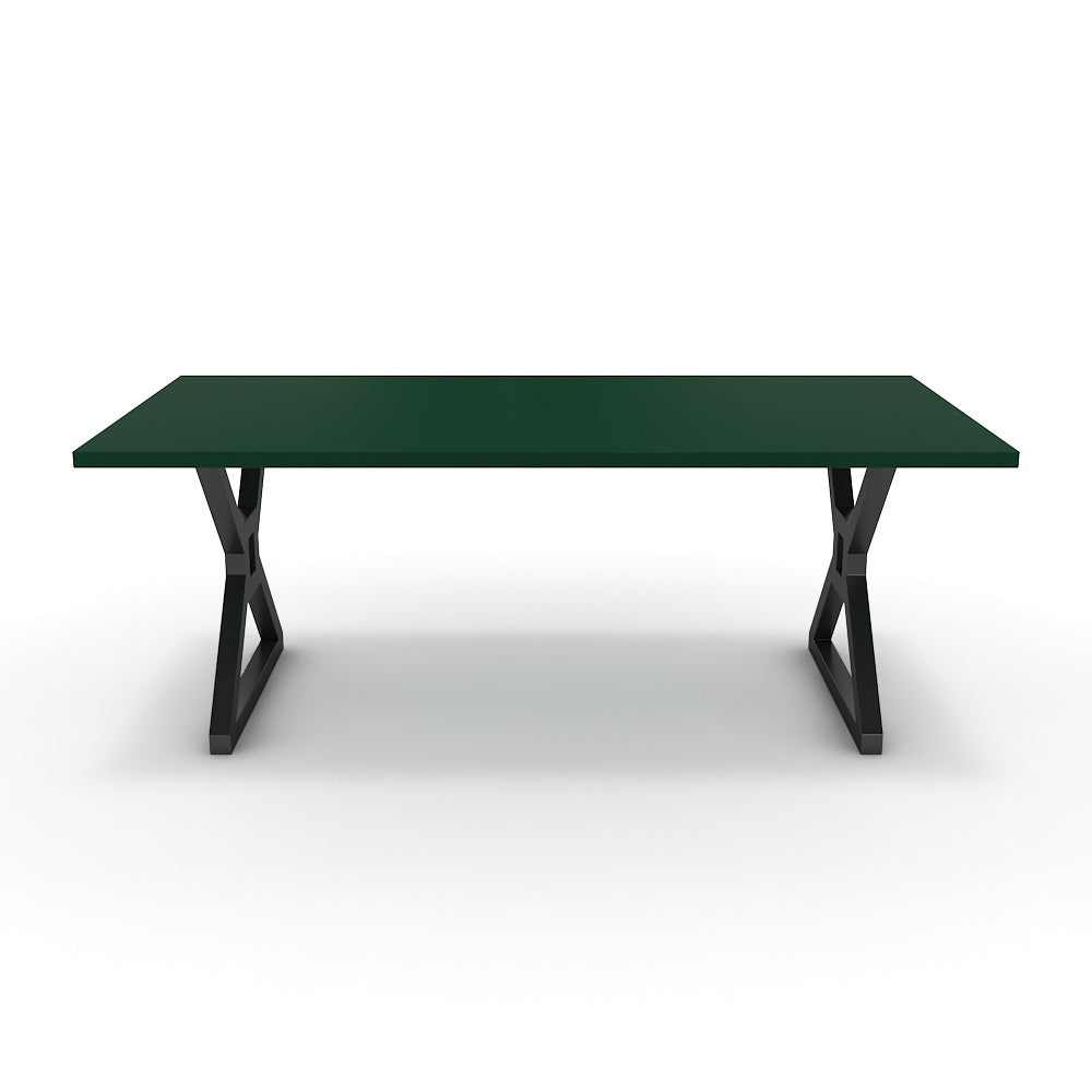 Étkezőasztal - Mandira fekete lábbal - Forest zöld, méret: 200x100