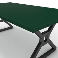 Étkezőasztal - Mandira fekete lábbal - Forest zöld, méret: 200x100