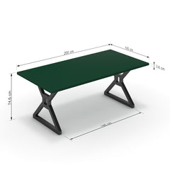 Étkezőasztal - Mandira fekete lábbal - Forest zöld, méret: 200x100
