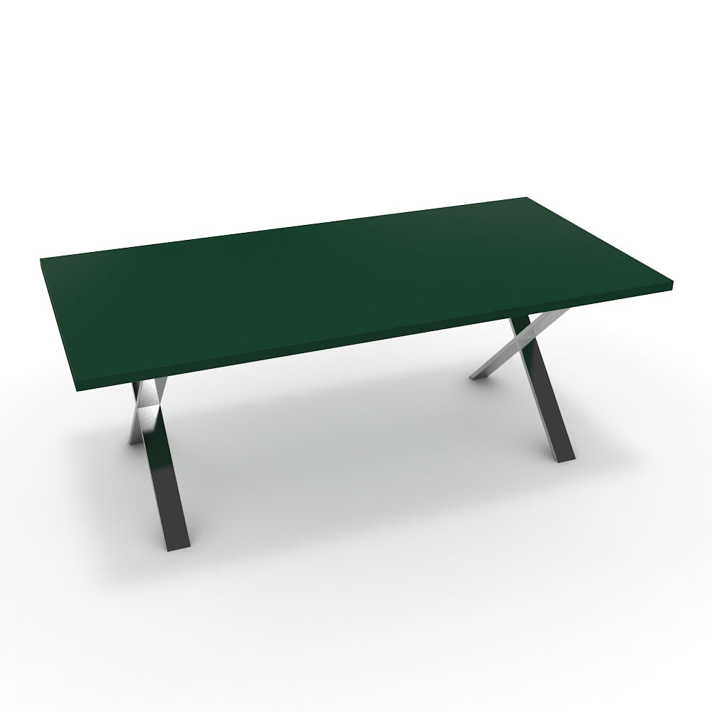 Étkezőasztal - Préma króm lábbal - Forest zöld, méret: 200x100