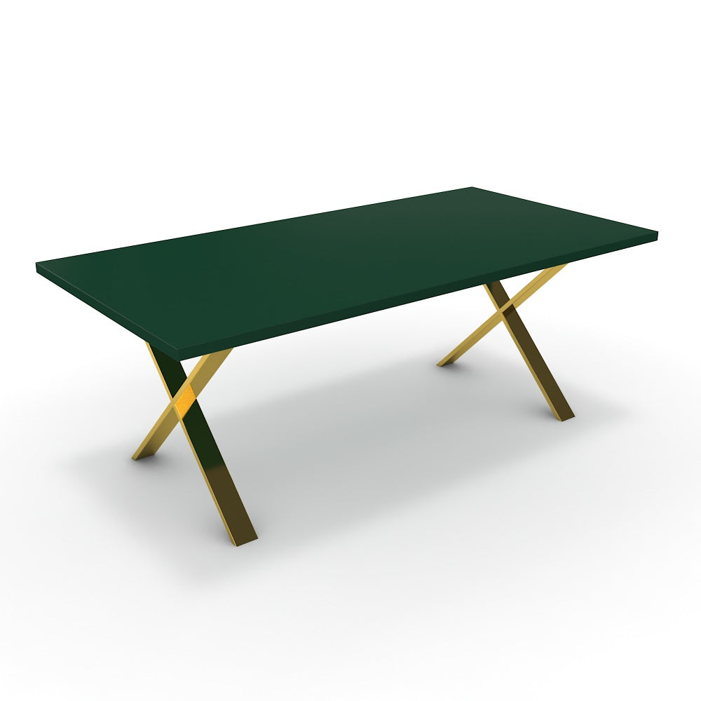 Étkezőasztal - Préma arany lábbal - Forest zöld, méret: 200x100
