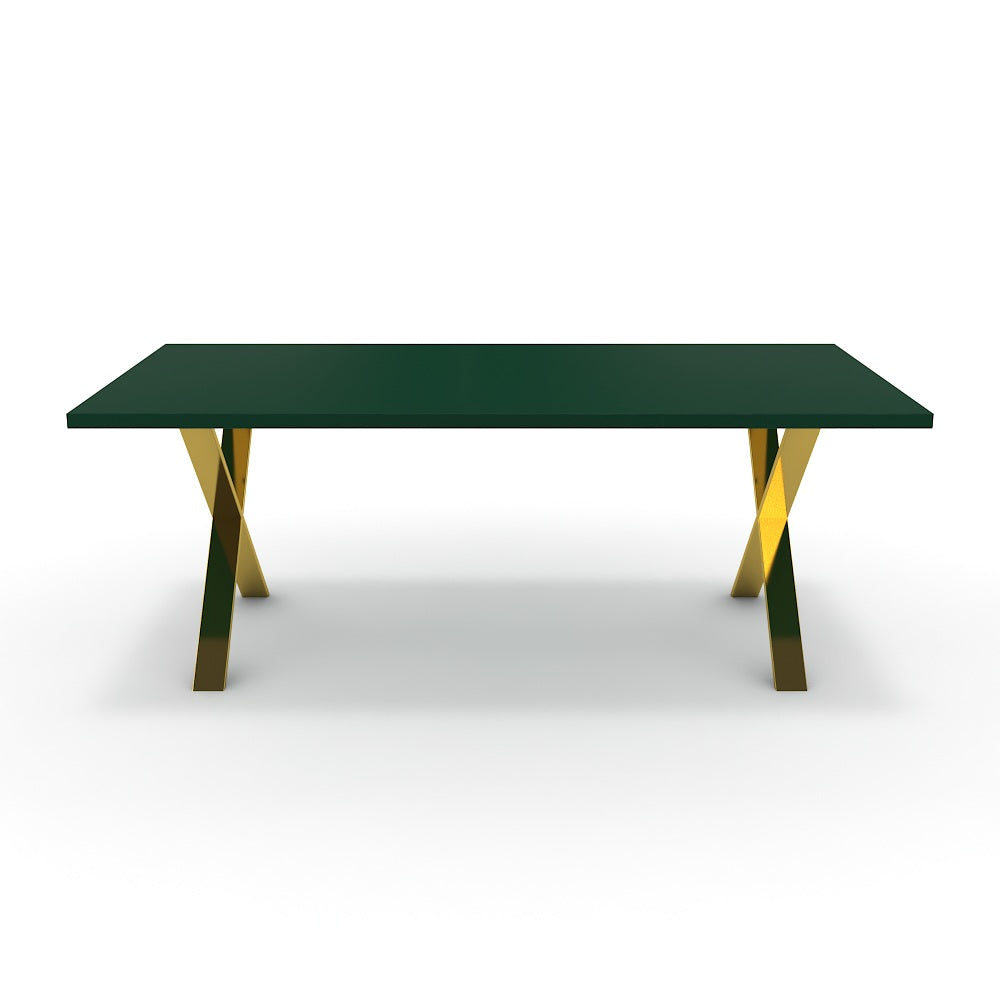 Étkezőasztal - Préma arany lábbal - Forest zöld, méret: 200x100