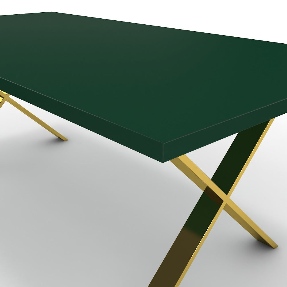 Étkezőasztal - Préma arany lábbal - Forest zöld, méret: 200x100