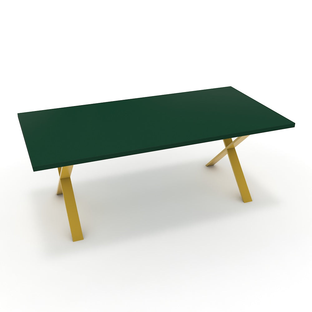 Étkezőasztal - Préma festett arany lábbal - Forest zöld, méret: 200x100