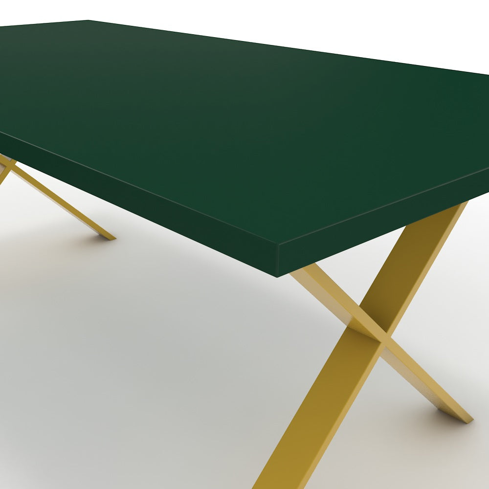 Étkezőasztal - Préma festett arany lábbal - Forest zöld, méret: 200x100