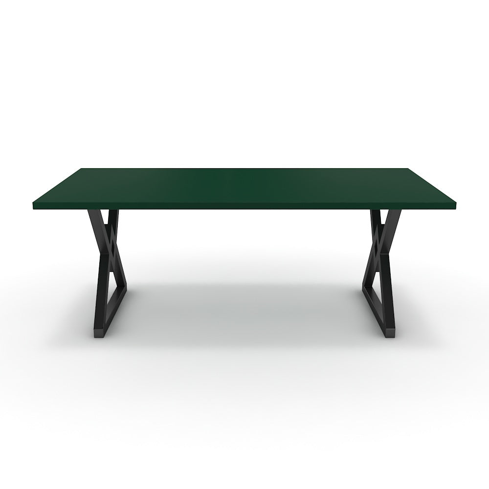 Étkezőasztal - Uttama fekete lábbal - Forest zöld, méret: 200x100