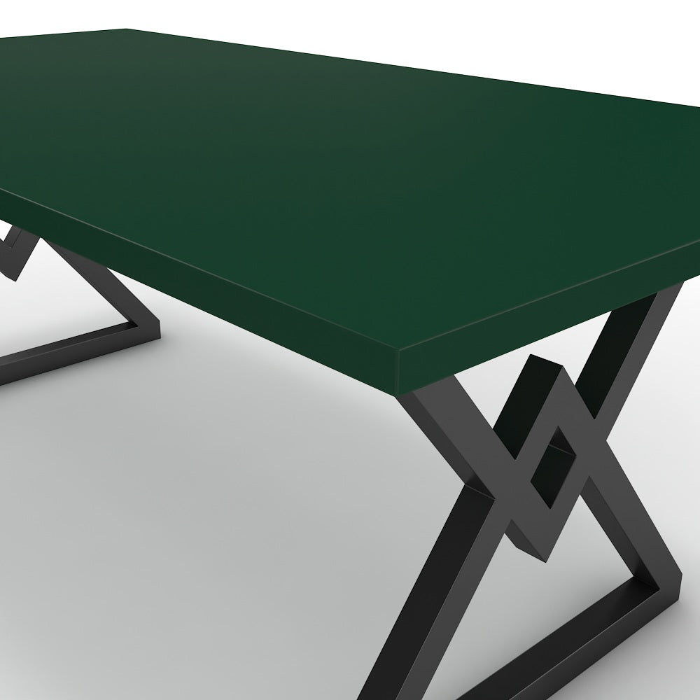 Étkezőasztal - Uttama fekete lábbal - Forest zöld, méret: 200x100