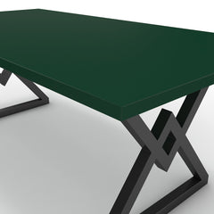 Étkezőasztal - Uttama fekete lábbal - Forest zöld, méret: 200x100
