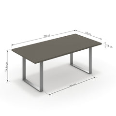 Étkezőasztal - Antara festett ezüst lábbal - Fosszil szürke, méret: 200x100