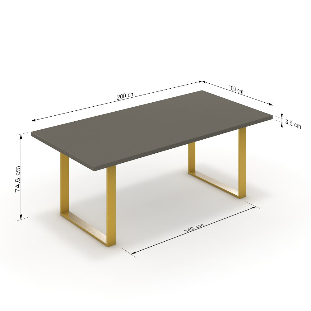 Étkezőasztal - Antara festett arany lábbal - Fosszil szürke, méret: 200x100