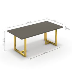 Étkezőasztal - Asara arany lábbal - Fosszil szürke, méret: 200x100