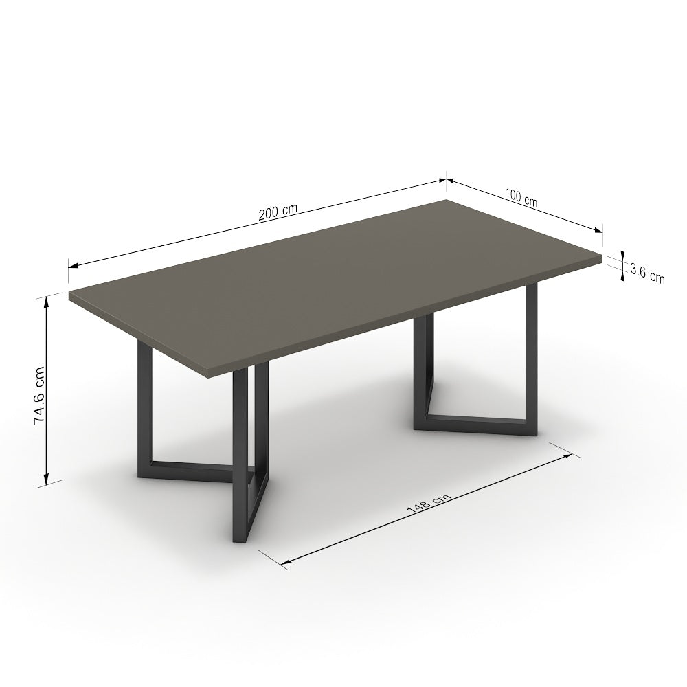 Étkezőasztal - Indra fekete lábbal - Fosszil szürke, méret: 200x100