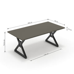 Étkezőasztal - Mandira fekete lábbal - Fosszil szürke, méret: 200x100