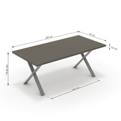 Étkezőasztal - Préma festett ezüst lábbal - Fosszil szürke, méret: 200x100