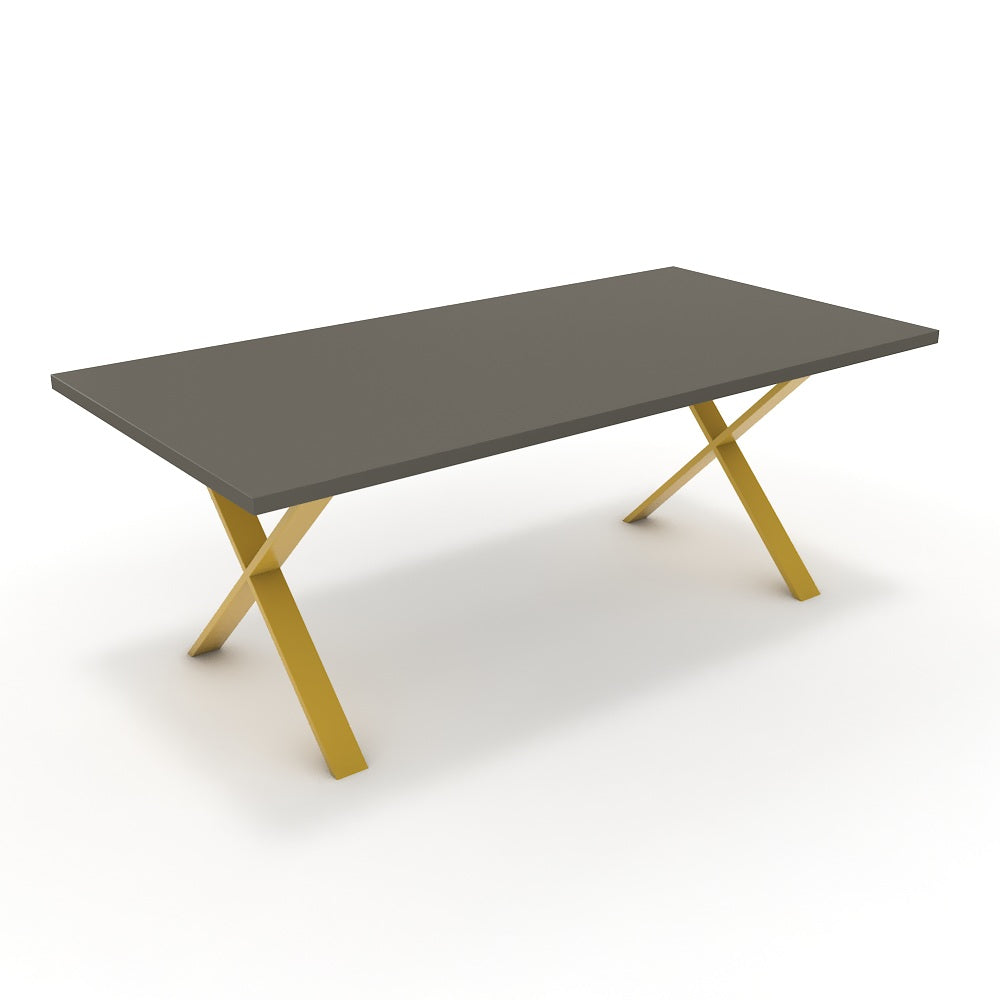 Étkezőasztal - Préma festett arany lábbal - Fosszil szürke, méret: 200x100