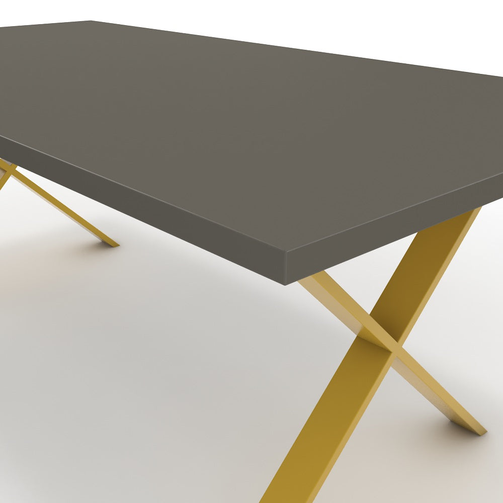 Étkezőasztal - Préma festett arany lábbal - Fosszil szürke, méret: 200x100