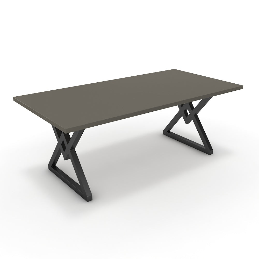 Étkezőasztal - Uttama fekete lábbal - Fosszil szürke, méret: 200x100