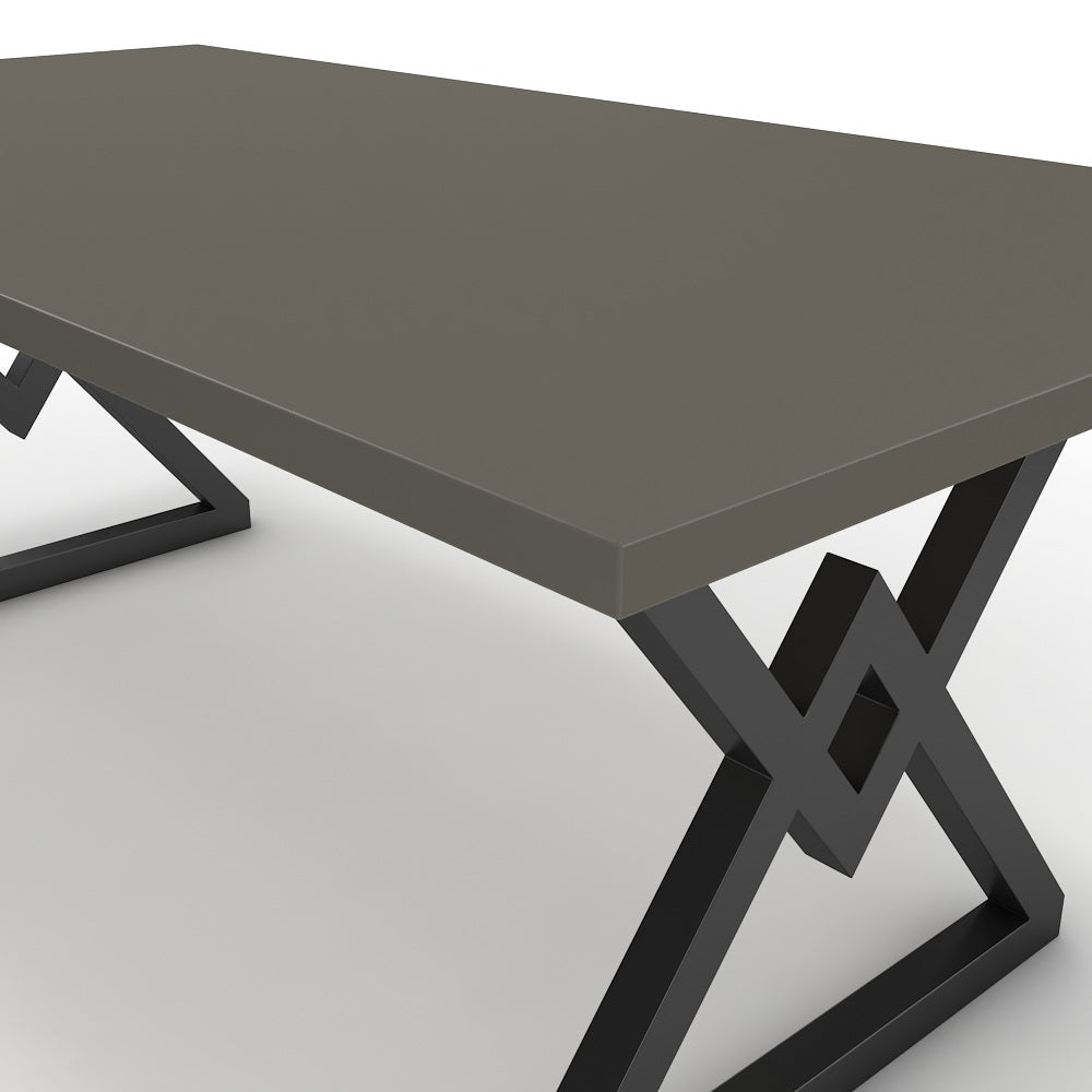 Étkezőasztal - Uttama fekete lábbal - Fosszil szürke, méret: 200x100