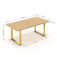 Étkezőasztal - Antara arany lábbal - Vicenza tölgy, méret: 200x100