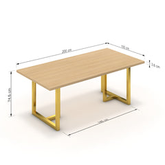 Étkezőasztal - Asara arany lábbal - Vicenza tölgy, méret: 200x100