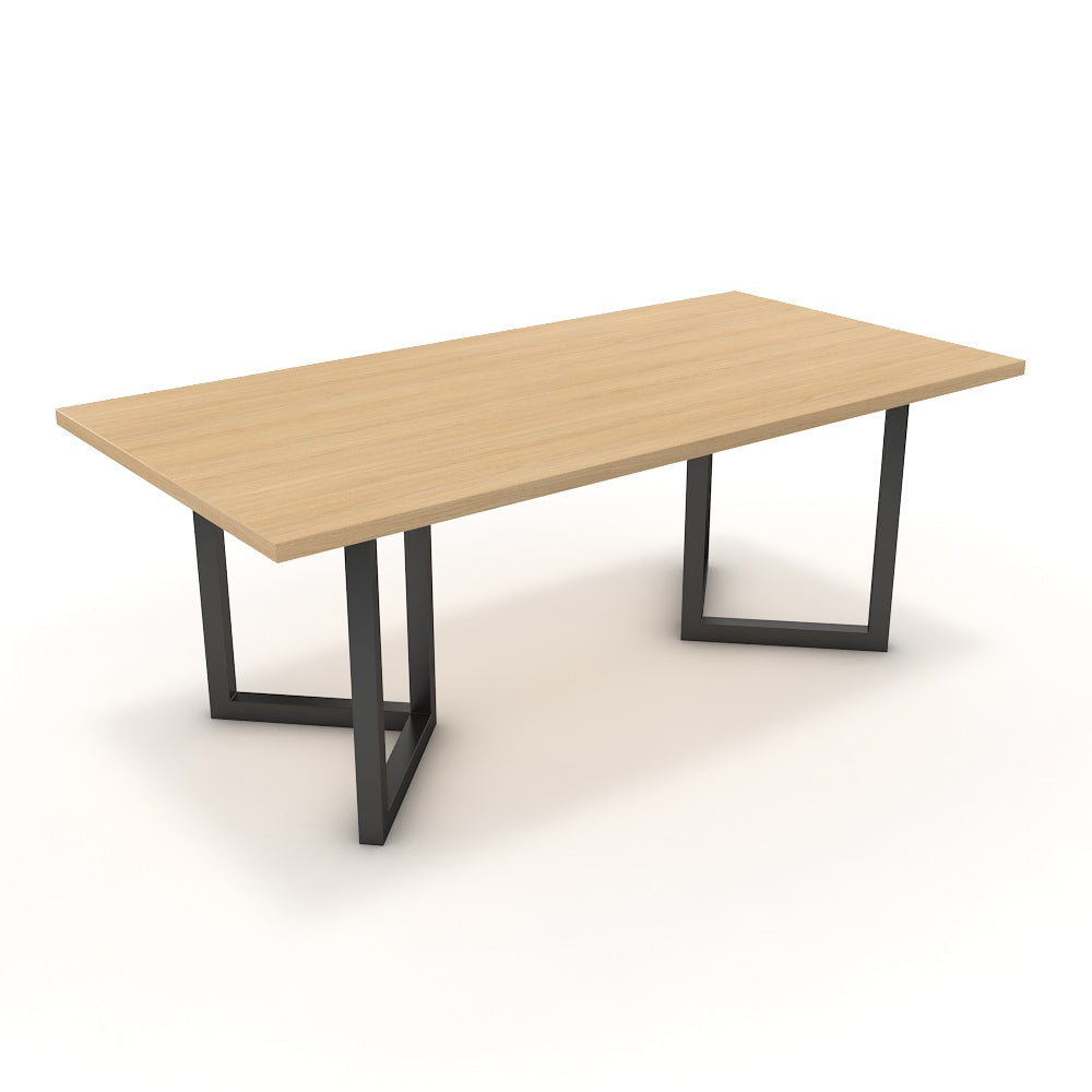 Étkezőasztal - Indra fekete lábbal - Vicenza tölgy, méret: 200x100