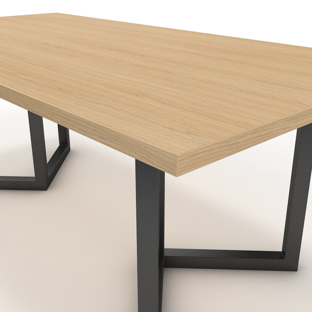 Étkezőasztal - Indra fekete lábbal - Vicenza tölgy, méret: 200x100