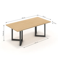 Étkezőasztal - Indra fekete lábbal - Vicenza tölgy, méret: 200x100