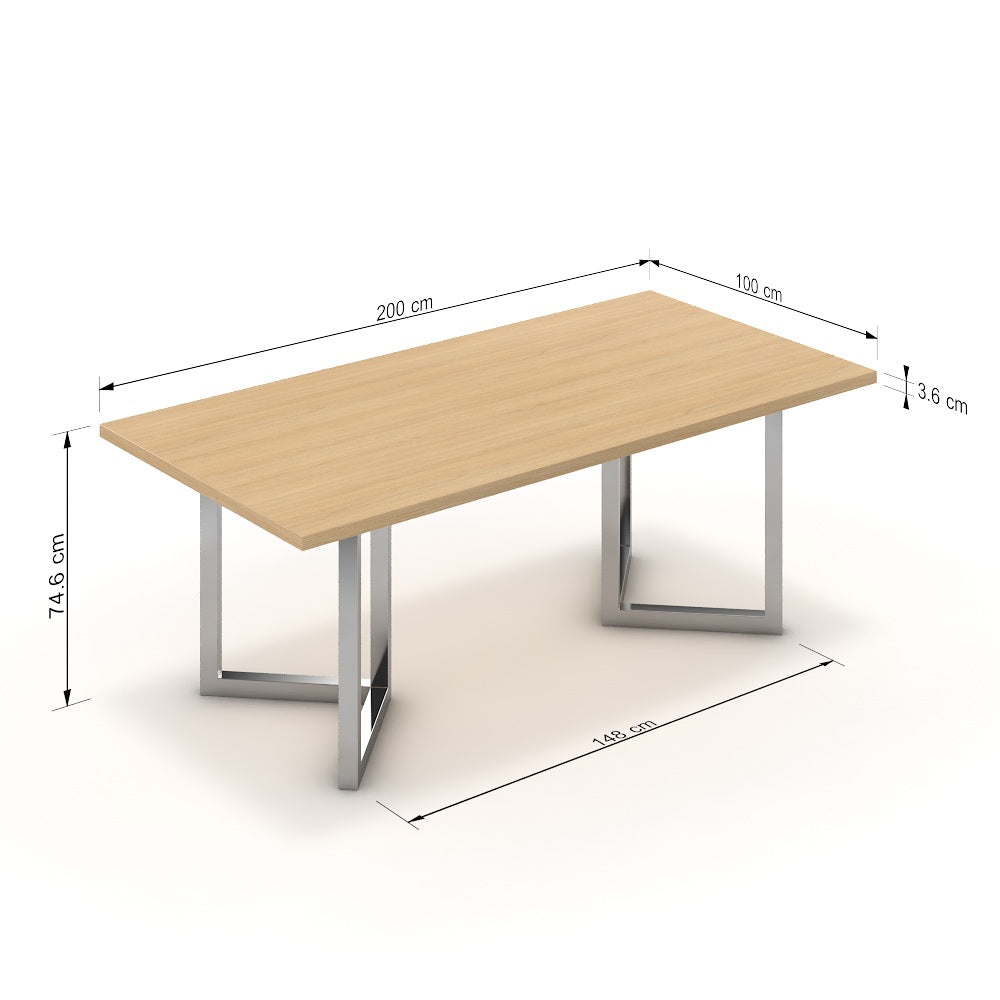 Étkezőasztal - Indra króm lábbal - Vicenza tölgy, méret: 200x100