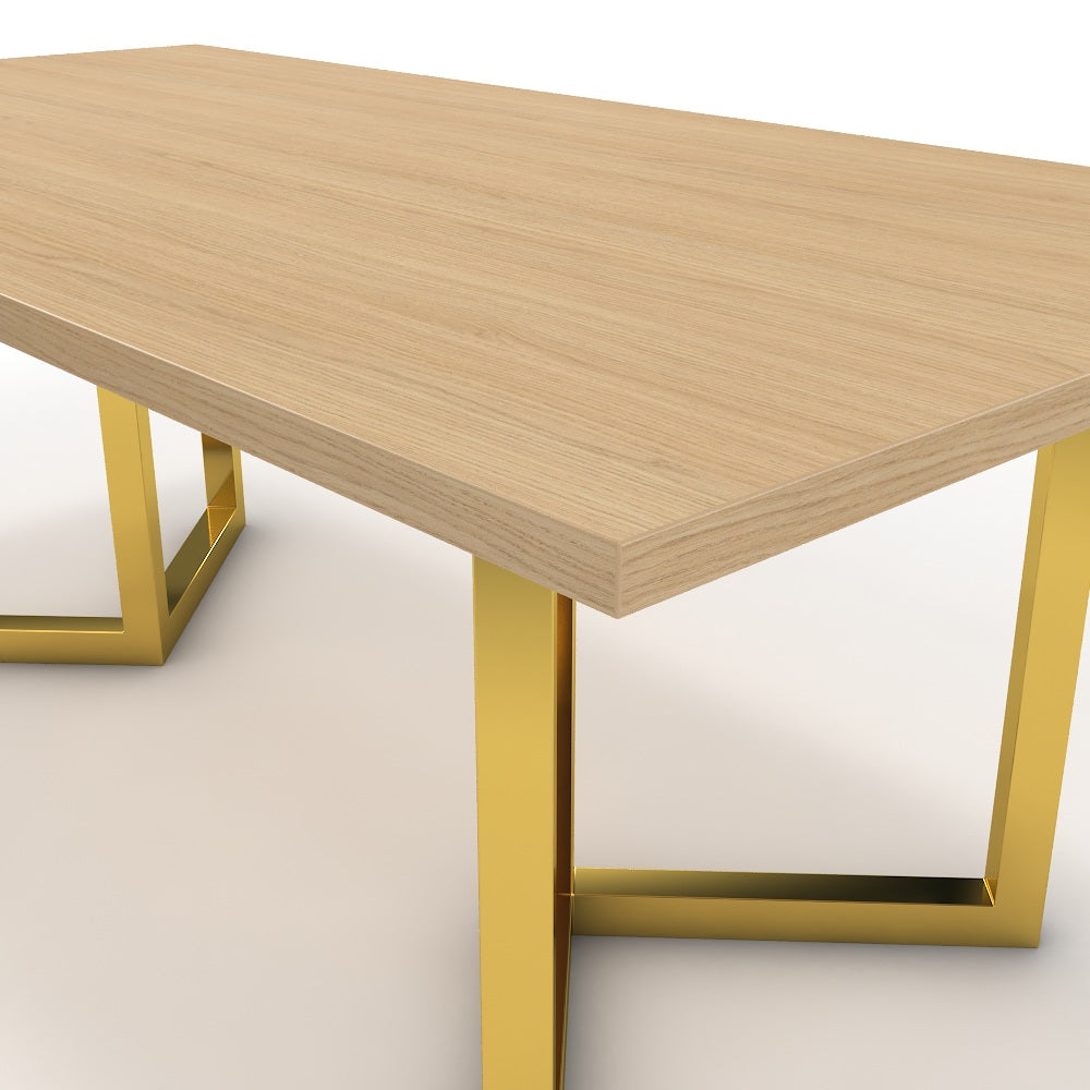 Étkezőasztal - Indra arany lábbal - Vicenza tölgy, méret: 200x100